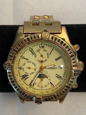 Stauer 12699 Men's Gold Time Traveler Automatic Watch Date Hour Day Subdials